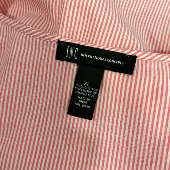 INC International Concepts Floral Embroidery Tie Waist Striped Blouse Top XL - Picture 6 of 10